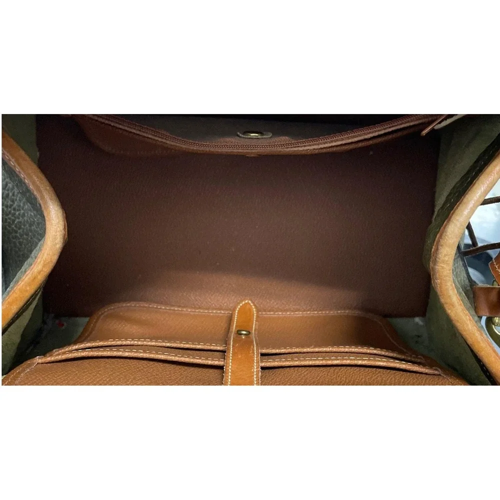 Vintage Dooney & Bourke AWL Leather Satchel Crossbody Bag Green USA Duck
